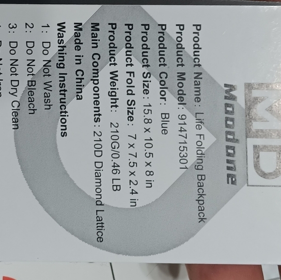 NWT moodone blue foldable compact backpack - Picture 4 of 4